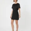 Maglietta in raso e jersey, nera Maglietta in raso e jersey, nera