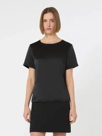 Maglietta in raso e jersey, nera