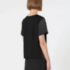 Maglietta in raso e jersey, nera Maglietta in raso e jersey, nera