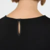 Maglietta in raso e jersey, nera Maglietta in raso e jersey, nera