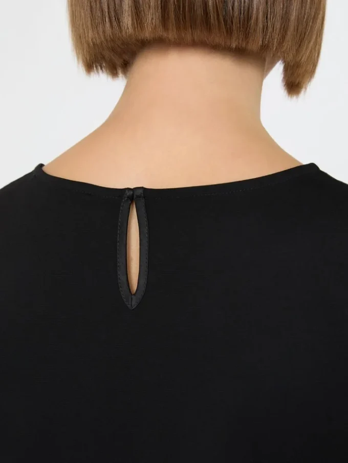 Maglietta in raso e jersey, nera Maglietta in raso e jersey, nera