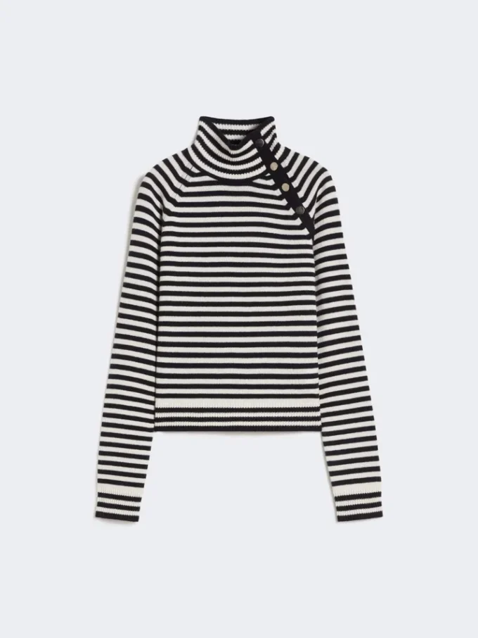 Maglione a collo alto in cashmere a maglia rasata, blu oltremare Maglione a collo alto in cashmere a maglia rasata, blu oltremare