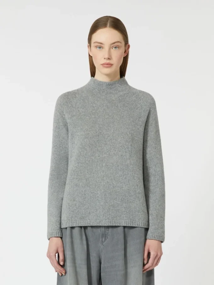 Maglione a collo alto in filato di lana e cashmere, grigio medio