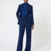 Maglione a collo alto in lana a maglia rasata, blu cina Maglione a collo alto in lana a maglia rasata, blu cina