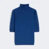 Maglione a collo alto in lana a maglia rasata, blu cina Maglione a collo alto in lana a maglia rasata, blu cina