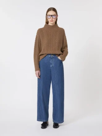 Jeans in denim a gamba larga, blu notte