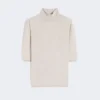Maglione a collo alto in maglia rasata di lana, color cipria