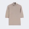 Maglione a collo alto in maglia rasata di lana, marrone Maglione a collo alto in maglia rasata di lana, marrone