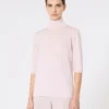 Maglione a collo alto in maglia rasata di lana, rosa Maglione a collo alto in maglia rasata di lana, rosa