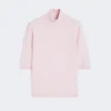 Maglione a collo alto in maglia rasata di lana, rosa Maglione a collo alto in maglia rasata di lana, rosa