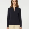 Maglione a collo alto in viscosa, blu navy Maglione a collo alto in viscosa, blu navy