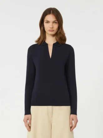 Maglione a collo alto in viscosa, blu navy
