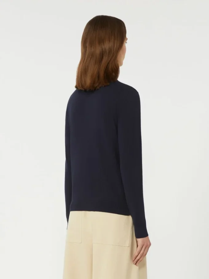 Maglione a collo alto in viscosa, blu navy Maglione a collo alto in viscosa, blu navy
