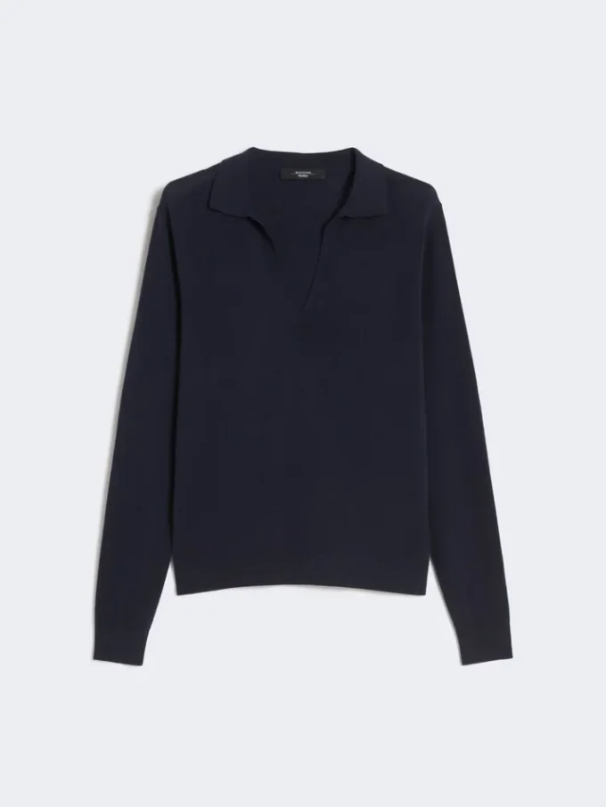 Maglione a collo alto in viscosa, blu navy Maglione a collo alto in viscosa, blu navy