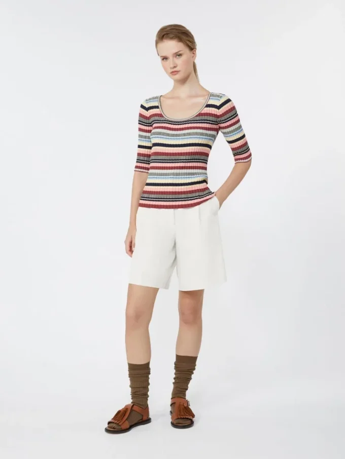 Maglione a coste in filato di viscosa elasticizzata, multicolore Maglione a coste in filato di viscosa elasticizzata, multicolore