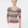 Maglione a coste in filato di viscosa elasticizzata, multicolore Maglione a coste in filato di viscosa elasticizzata, multicolore