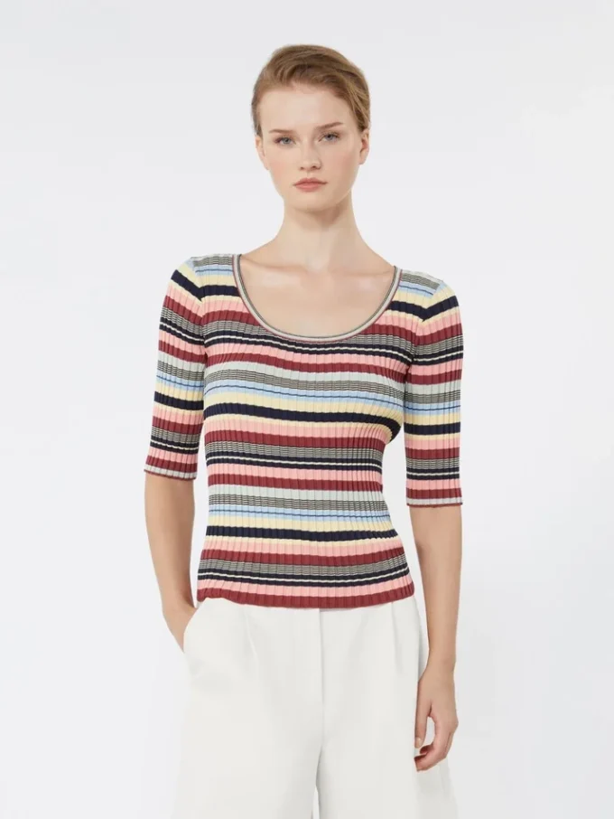Maglione a coste in filato di viscosa elasticizzata, multicolore Maglione a coste in filato di viscosa elasticizzata, multicolore