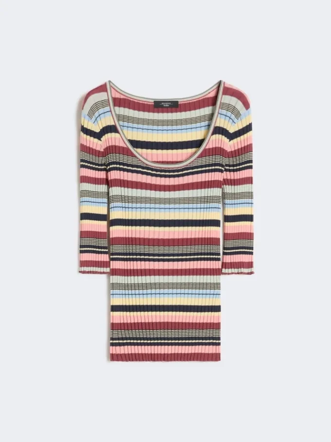 Maglione a coste in filato di viscosa elasticizzata, multicolore Maglione a coste in filato di viscosa elasticizzata, multicolore