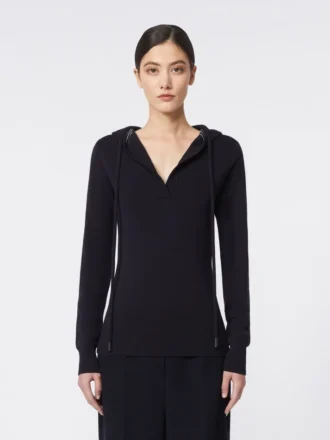 Maglione aderente in lana, blu navy