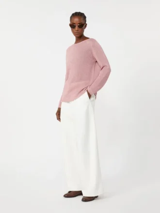 Maglione basic in filato di lino, rosa antico