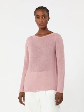 Maglione basic in filato di lino, rosa antico