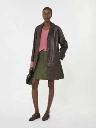 Cappotto in pelle nappa, marrone
