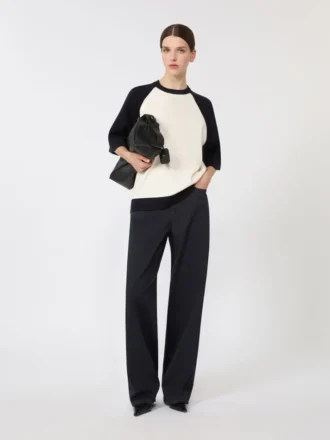 Maglione boxy in viscosa elasticizzata, bianco blu