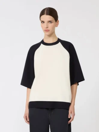 Maglione boxy in viscosa elasticizzata, bianco blu
