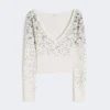 Maglione con scollo a V in lana e cashmere, avorio Maglione con scollo a V in lana e cashmere, avorio