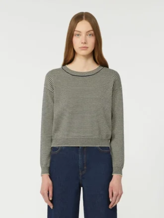Maglione girocollo in cotone, blu navy