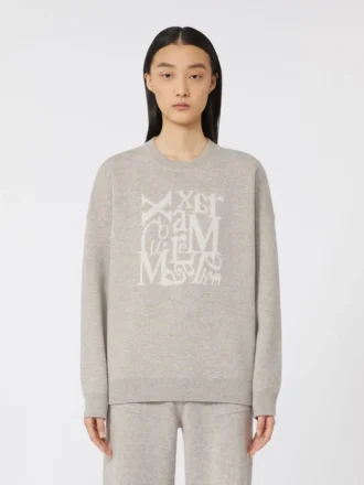 Maglione girocollo in lana e cashmere, beige