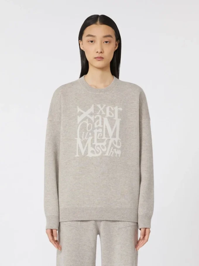 Maglione girocollo in lana e cashmere, beige Maglione girocollo in lana e cashmere, beige