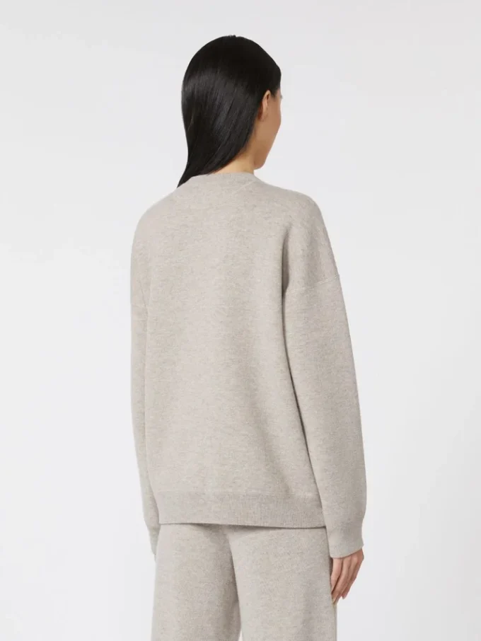 Maglione girocollo in lana e cashmere, beige Maglione girocollo in lana e cashmere, beige