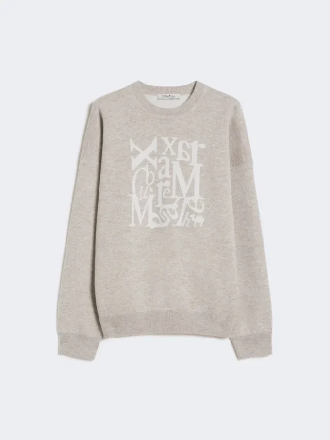 Maglione girocollo in lana e cashmere, beige Maglione girocollo in lana e cashmere, beige