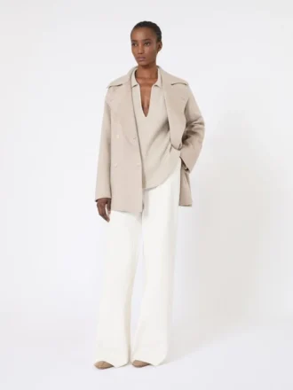 Maglione in cashmere a coste, beige