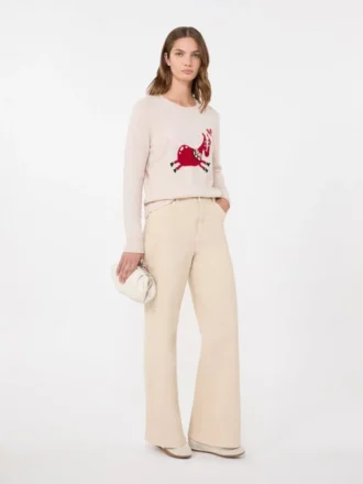 Maglione in cashmere con dettaglio intarsiato, sabbia