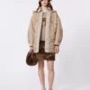 Cappotto imbottito in lana e nylon double-face, color cammello