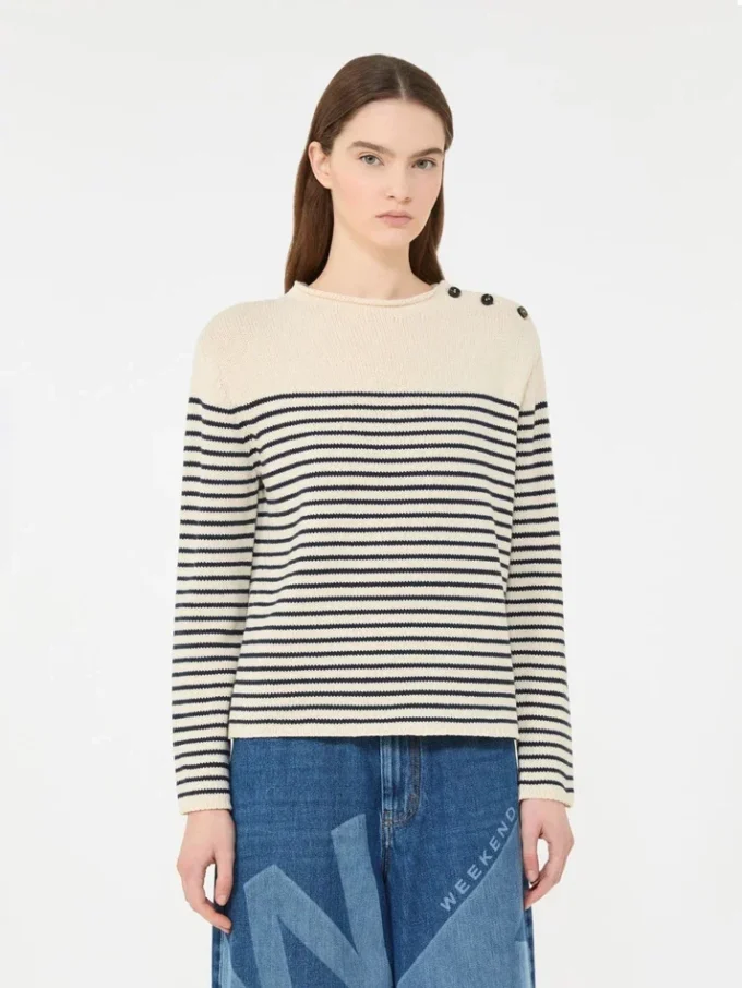 Maglione in cotone dalla vestibilità morbida, blu navy Maglione in cotone dalla vestibilità morbida, blu navy