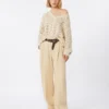 Maglione in filato di cotone e paillettes, beige Maglione in filato di cotone e paillettes, beige