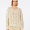 Maglione in filato di cotone e paillettes, beige Maglione in filato di cotone e paillettes, beige