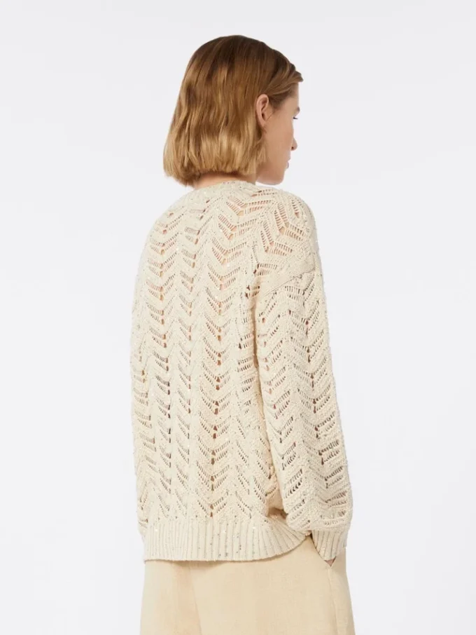 Maglione in filato di cotone e paillettes, beige Maglione in filato di cotone e paillettes, beige