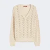 Maglione in filato di cotone e paillettes, beige Maglione in filato di cotone e paillettes, beige