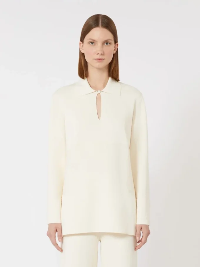 Maglione in filato di crêpe di viscosa, avorio