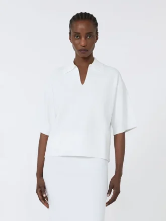 Maglione in filato di crêpe di viscosa, bianco ottico