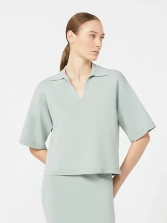 Maglione in filato di crêpe di viscosa, verde salvia