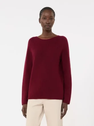 Maglione in filato di lana e cashmere, color lampone