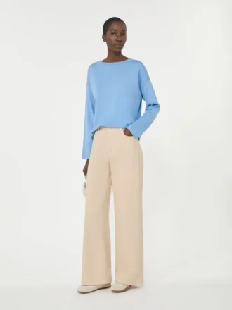 Maglione in filato di seta e cotone, azzurro
