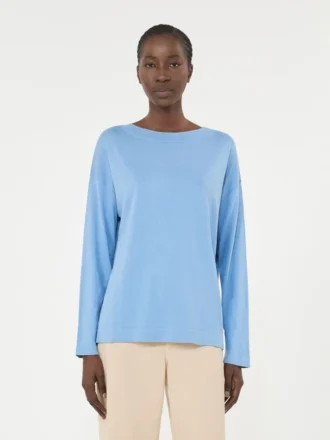 Maglione in filato di seta e cotone, azzurro