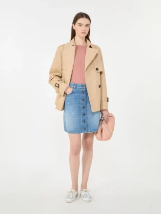 Trench corto in gabardine idrorepellente, beige