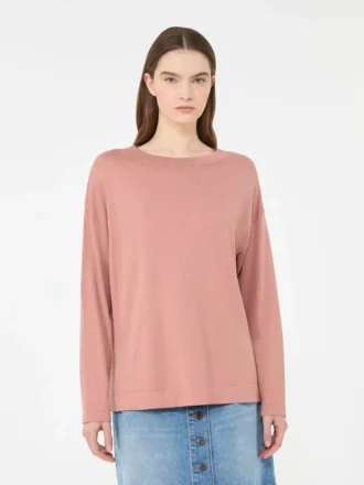 Maglione in filato di seta e cotone, rosa